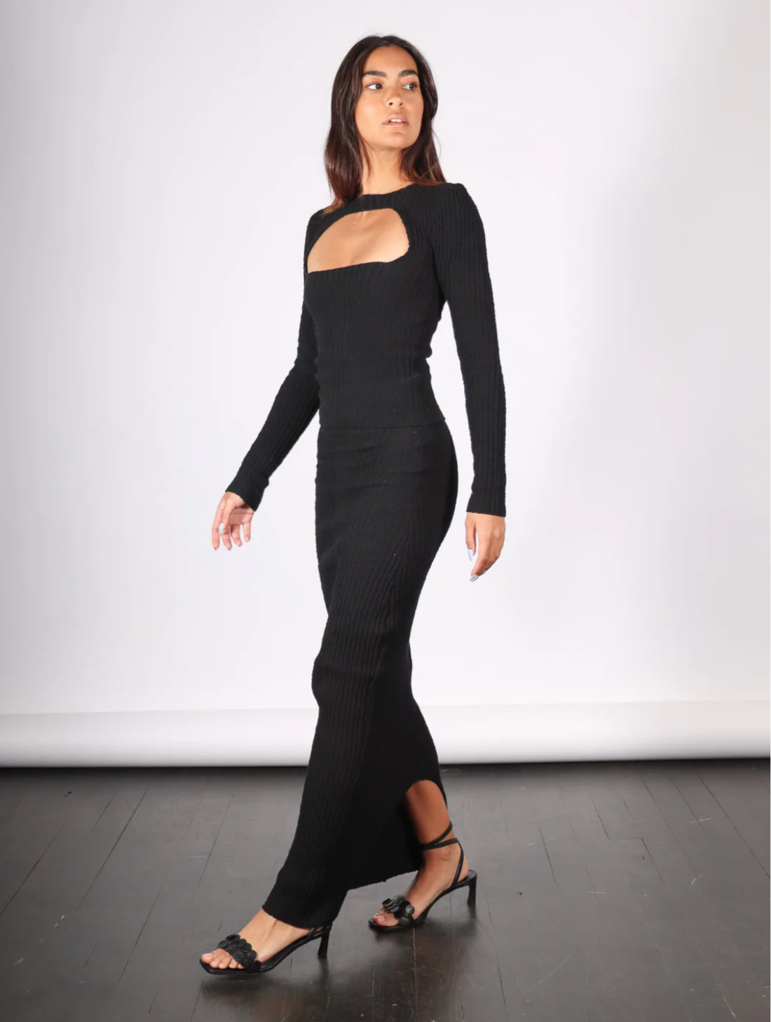 rib knit top and maxi skirt