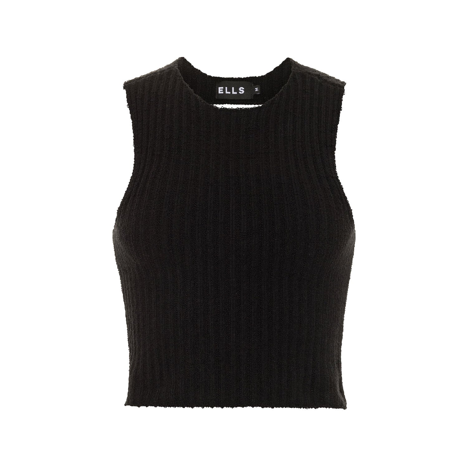 rib knit tank top in black