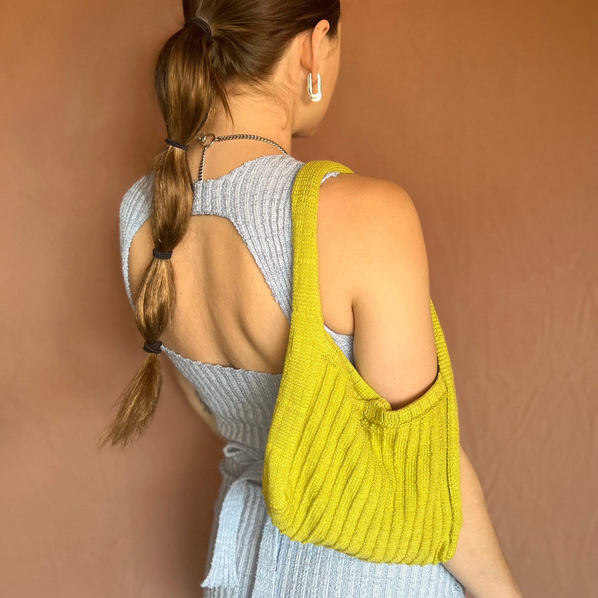 rib knit tank top with cut out