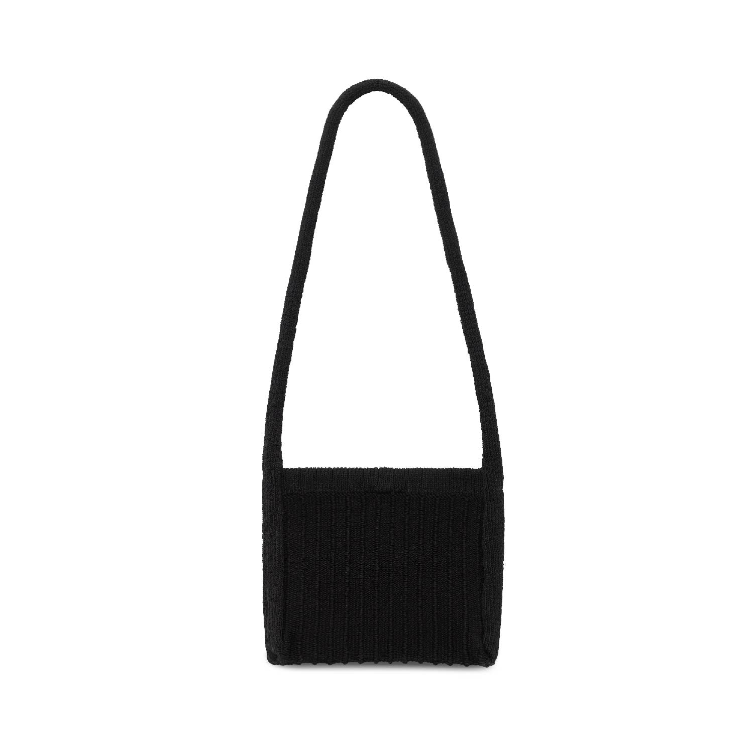 textured knit bag in black