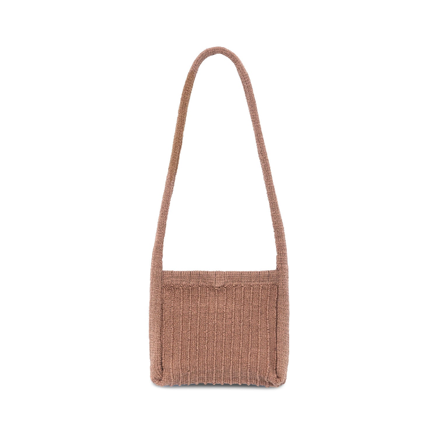 textured knit bag in rosy brown