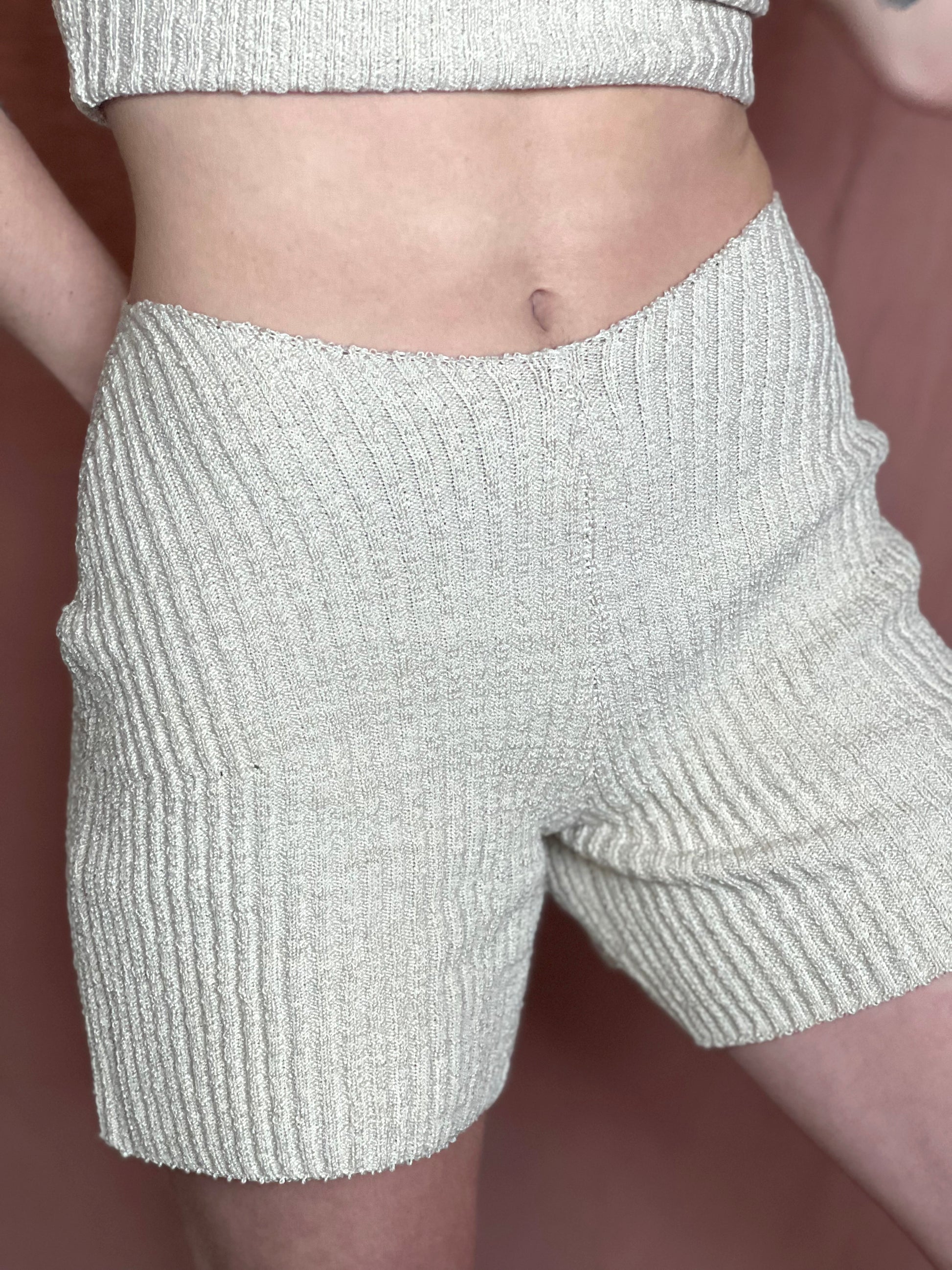 rib knit short in sand