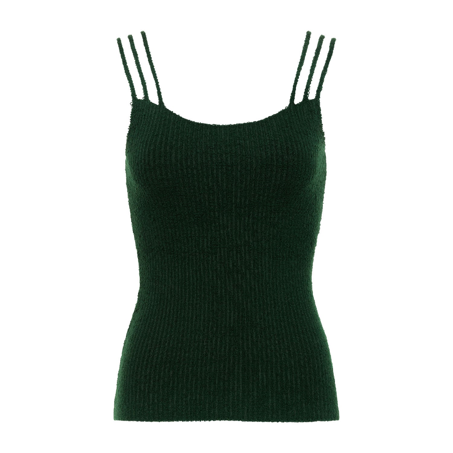 rib knit tank top with 3 shoulder straps in forest green