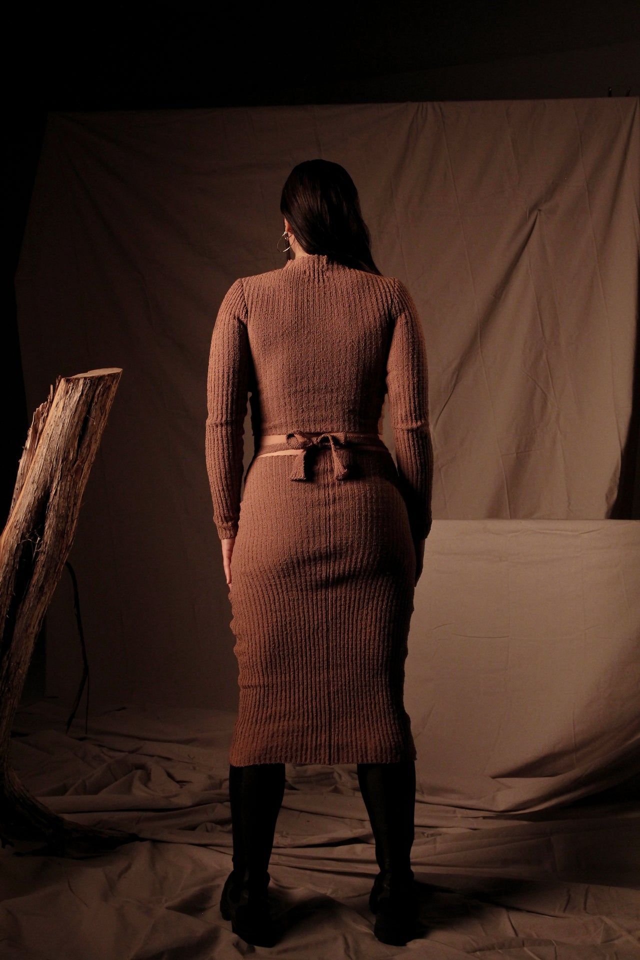 MIDI TIE SKIRT - ROSY BROWN