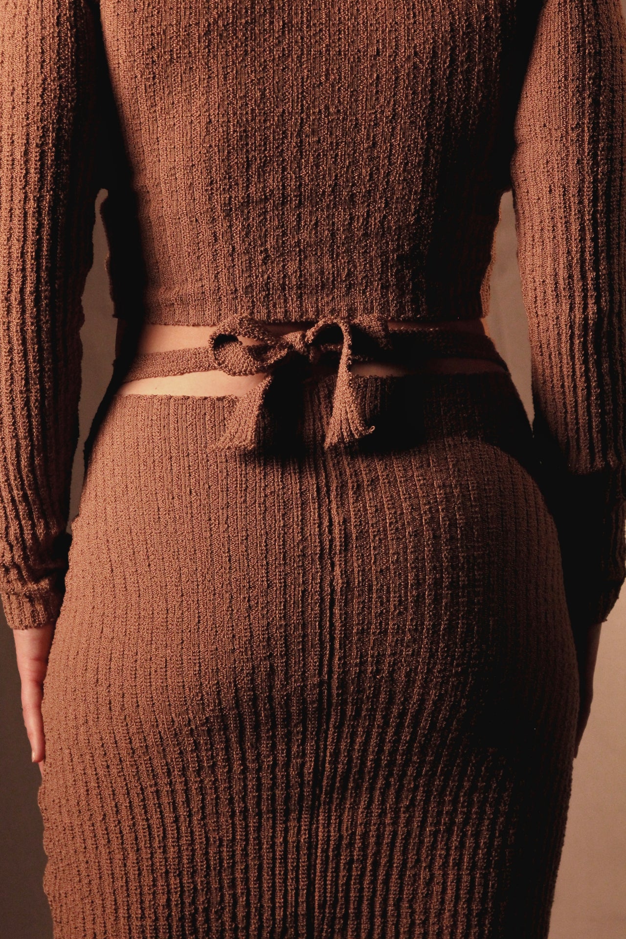 MIDI TIE SKIRT - ROSY BROWN